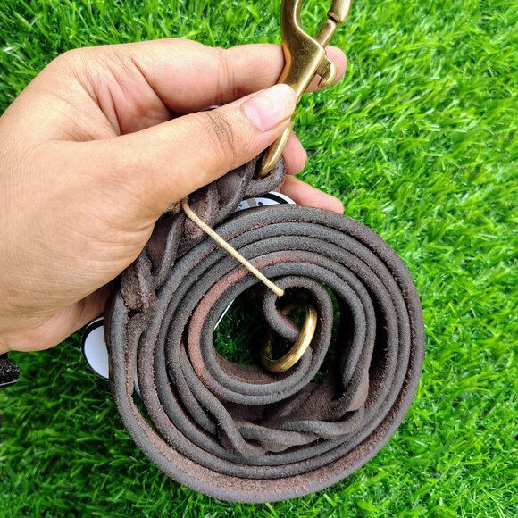 GENUINE LEATHER Dog Leash Heavy Duty Training Lead for Small to Large Dogs - Picture 5 of 7